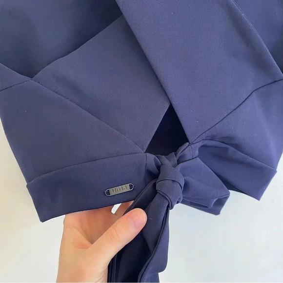 NWT Uma Top Corto Compton Cross Back Bow Tie Navy Blue Classic Womens Small 3 - Picture 3 of 8